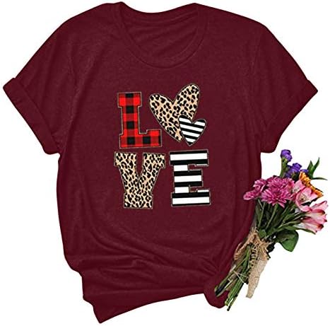 Дамски Ризи с къс ръкав, Дамски Ежедневни Тениска С Принтом Любовни Писма Топ с Къс ръкав