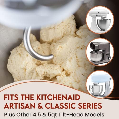 Навити кука за тесто Levain & Co е съвместим с миксер KitchenAid Artisan/Classic Stand - Професионален накрайник