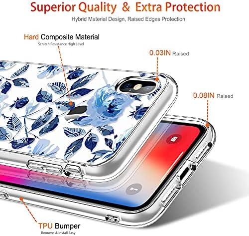 GiiKa за iPhone X Калъф, Калъф за iPhone Xs, Прозрачен устойчив на удари Защитен Калъф за Цялото тяло с Цветен Модел