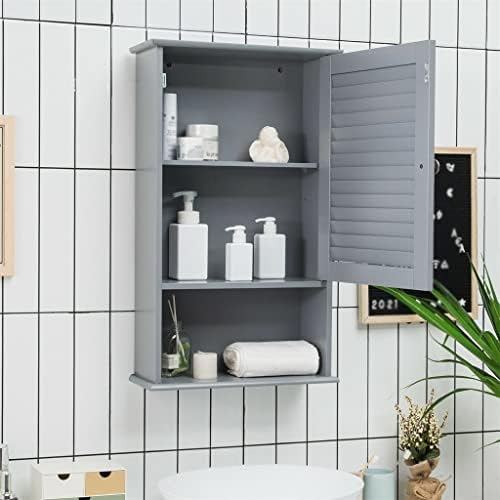 Стенен шкаф за съхранение на вещите в банята WYKDD с Една Като и регулируеми по височина рафта Сив цвят