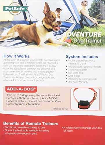 Нашийник за дистанционно дресура на кучета PetSafe Adventure с Тонални и статично стимулация, Обхват на действие до 800