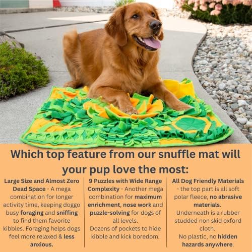 Емфие подложка за кучета - Интерактивен емфие подложка за големи и малки кучета - с 9 игри-пъзели за дресура и насърчаване на търсене на храна - Подложка за лакомства
