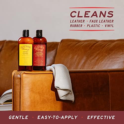 Leather Honey Пълен комплект за грижа за кожата, състоящ се от Пречистване на 4 унции, климатик в 16 грама и 2 кърпички-апликатор