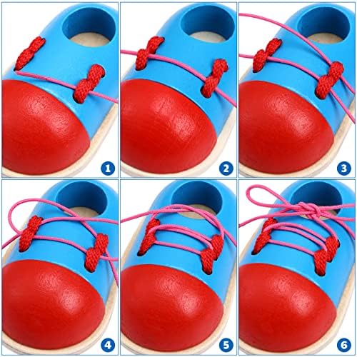 STOBOK Дървени Играчки За обувки С Шнур, 2 елемента Образователни Играчки За Продевания Връзки, Учим се да се Връзвам връзките на Обувките, Ранно Развитие на Играчка за