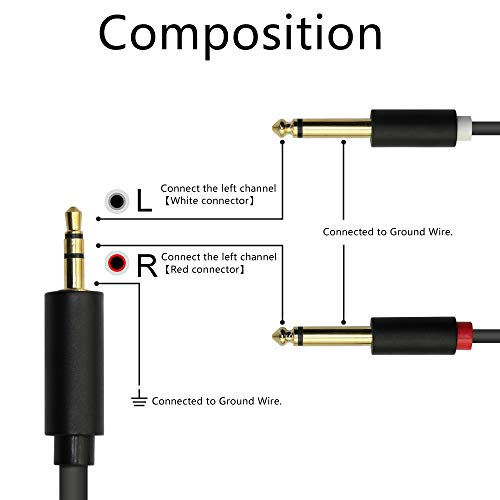Аудио кабел GINTOOYUN 3,5 ММ на двойно-6,35 мм, 1/8 TRS Стерео щепсел в Двойна 1/4 TS Моно щепсел Y-сплитер, адаптер за