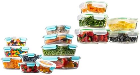 EatNeat 10 опаковки Стъклени съдове за съхранение на храна с затегнати капачки и 5 опаковки стъклени съдове за съхранение