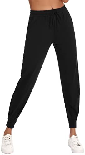 Дамски Памучни Спортни панталони Migcaput за бягане с джобове, с Висока талия и завязками, с Цепка отстрани