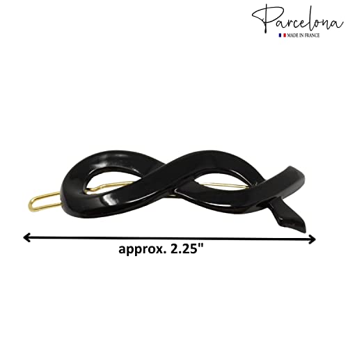 Parcelona French Infinity Ribbon-Малко 2 1/4 Целлулоидные френски щипки за коса, щипки за жени, закопчалката Tige Boule, Странична