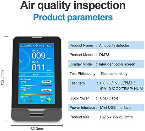 BKDFD мониторинг на качеството на въздуха, Измерване на Co2 ФПЧ2.5 PM10 HCHO TVOC Тестер Газоанализатор Въглероден