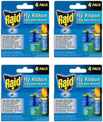 Лентата за улов на мухи Raid®, Капан за мухи в помещения и на открито, 4 опаковки