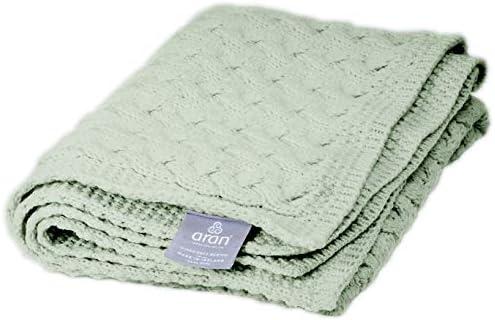 Вълнена одеяло Aran Woollen Mills от сверхмягкого мериносова Ирландски плетени, Произведено в Ирландия, 22 x 32