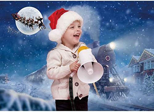 Funnytree 7x5FT Коледен Влак Фон Зимна Коледна Вечер Дядо Коледа Снежен Жп Фон Коледна Детски Парти Банер Декор