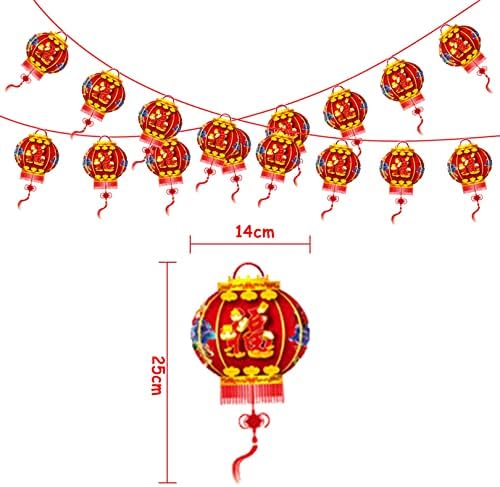 Банер-Вимпел с китайската Нова Година 2022, Предварително събрани китайски Коледни Фенери 2022, Украса за банери на Китайски Коледни украси и декорации за партита (5,5 x 9
