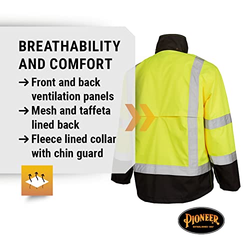 Защитно яке Pioneer Ripstop High Visibility Rain Gear Safety Jacket – Hi Vis, Водоустойчив, Светоотражающая, Работно