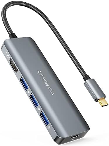 Комплект-2 броя: USB хъб с 5 в 1 и USB адаптер C VGA, HDMI, докинг станция USB-C за многопортового адаптер за MacBook