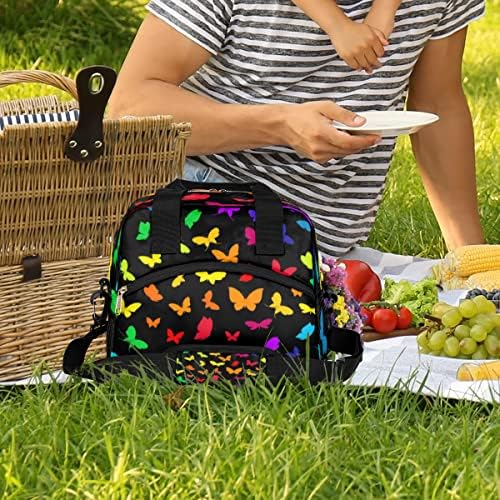 Абстрактни Цветни Изолирано чанта за обяд с пеперуда за жени/Мъже, Обяд-Бокс с Регулируем и Подвижен пагон, Чанта-хладилник