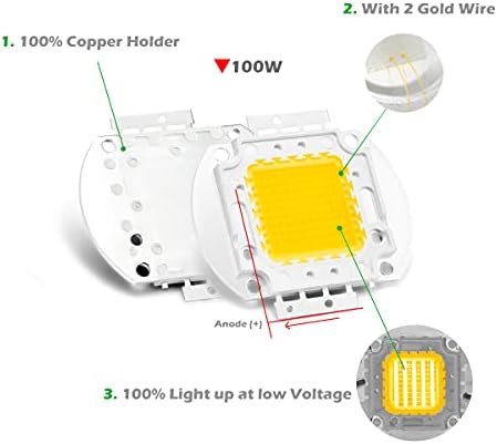 Chanzon Высокомощный led чип 100 W Топло бяло (3000 До 3500 К/с вход 3000 ma/DC 30-34 В/100 Вата), Супер Ярки интензивността