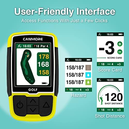 CANMORE HG200 Golf Plus GPS - (комплект) + Друг кабел за зареждане - Лесно четени Цветна карта с предварително