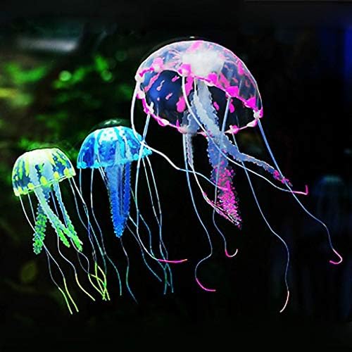 Малко силикон изкуствено бижу във формата на фалшив медуза за аквариумного аквариум, блясък ефект при актиническом осветление