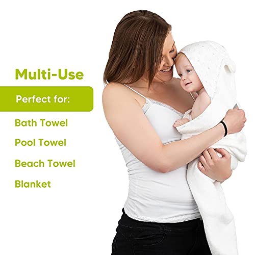 Комплект кърпи за къпане KeaBabies Bamboo Baby с качулка и детска луфа - Големи Бамбукови детски чаршафи 35X35 см - Бамбуковое детско кърпа 500 гориво - Мека детска гъба - Кърпа за ?