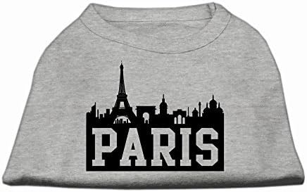 Mirage Pet Products 10-Инчов Тениска с Трафаретным принтом Paris Skyline за домашни любимци, Малка, Сива