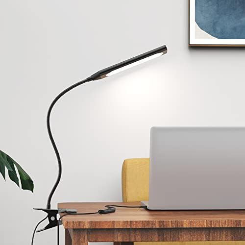 Светодиодна настолна лампа JUANWE за четене лампа-клипса, лампа-скоба с регулируема яркост, с USB порт за зареждане,
