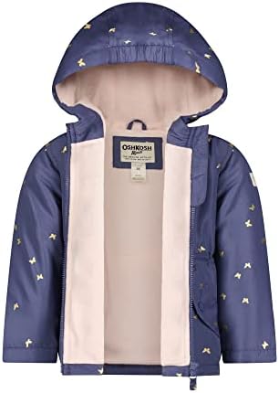 Зимно палто с качулка за малки момичета OshKosh B ' sofia в Тъмно синьо с елегантен метален модел на пеперуда