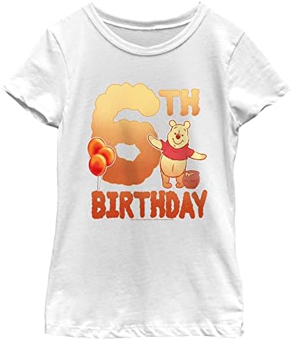 Тениска с къс ръкав за момичета Disney Little, the Big Winnie The Pooh 6th Bday Poohbear