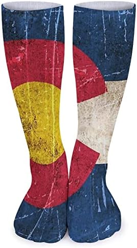 Реколта Състарени и Надраскани Чорапи-тръба с Флага Колорадо, Чорапи за екипажа, Дишащи Спортни Чорапи, Чорапи за Улицата Унисекс