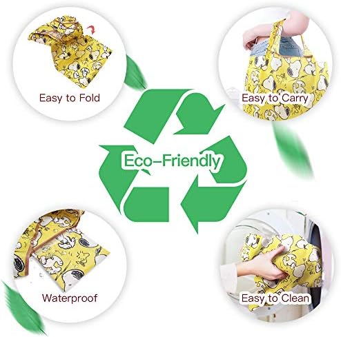 FINEX Комплект от 3 теми Cartoony Сгъваема пазарска чанта за многократна употреба и За Рециклиране на Продуктовата