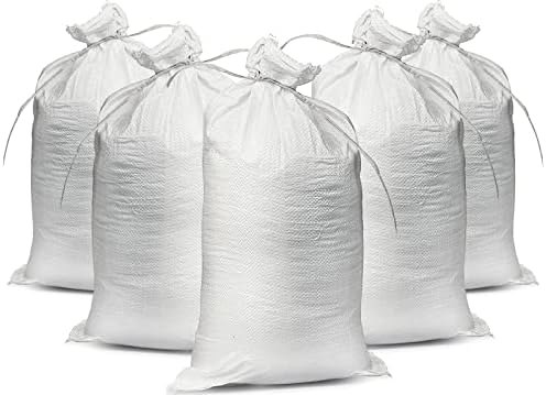 Празни бели торби с пясък с завязками (опаковка от 100 броя), 14 x 26 - Тъкани полипропиленови чували с пясък,