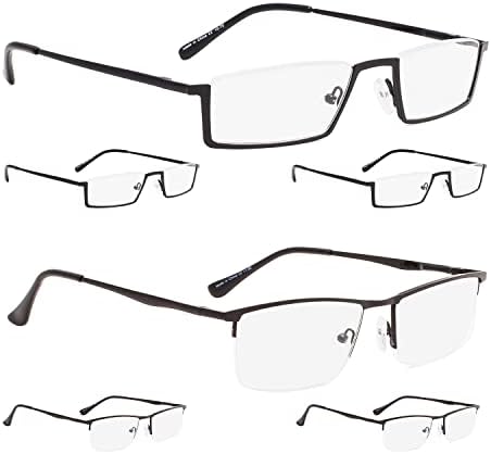 LUR 3 опаковки на метални очила за четене в полуободке + 3 опаковки очила за четене без полуободки (само 6 двойки