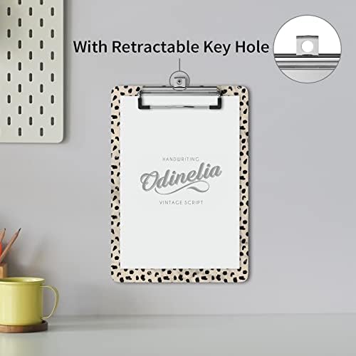 Мини-Симпатичен Клипборда от оргалита, лек, здрав тетрадка за писане с формат А5 с Прибиращ отвор за ключ за окачване - Cheetah Spots (9 x 6,3)