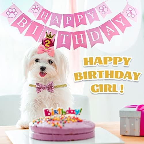 SERJOOC Стоки за Парти в чест на рождения Ден на Кучето, Шал-Кърпа за Момичета-Кучета, Банер честит Рожден Ден, Скъпа
