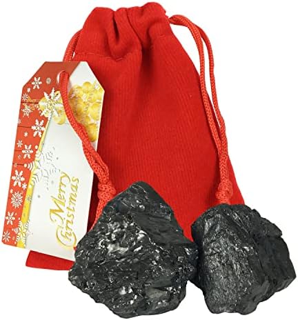 Коледна торбичка за въглища QGP Много голям, истински въглища от САЩ, коледна изненада под формата на парче въглен от списъка с Най-веселият списък! Плюшен Червено Ка