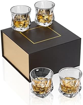 Комплект Чаши за уиски FRIENDLYSS От 4 Чаши От Витого Стъкло 7 Мл /210 Мл За шотландия Бурбонского уиски, В кутия за Подарък