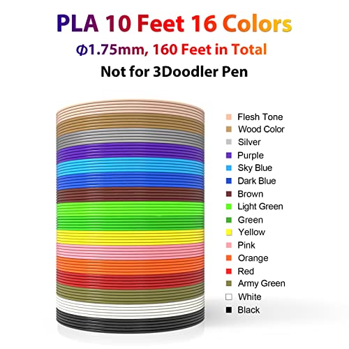 Конци за 3D-дръжки на 160 метра, 16 цвята, като всеки цвят по 10 фута, 250 шаблон Електронни книги - Темата за 3D-дръжки за печат PLA 1,75 мм, само машина за висока точност диаметъ