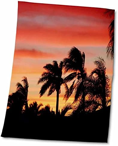 3dRose Florene Тропически залез - Ветровити палми - Кърпи (twl-20272-1)
