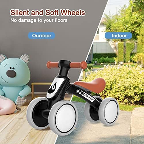 Детски играчки за балансиране на велосипед за момчетата на 1 година, подаръци за деца 10-36 месеца, баланс велосипед без педали, 4 безшумни колела и тапицирана седалка,
