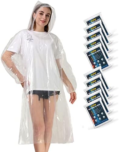 Airpler за Еднократна употреба Дъждовни пончо Family Pack за възрастни - Аварийни Дъждовни пончо за жени и мъже с качулки на