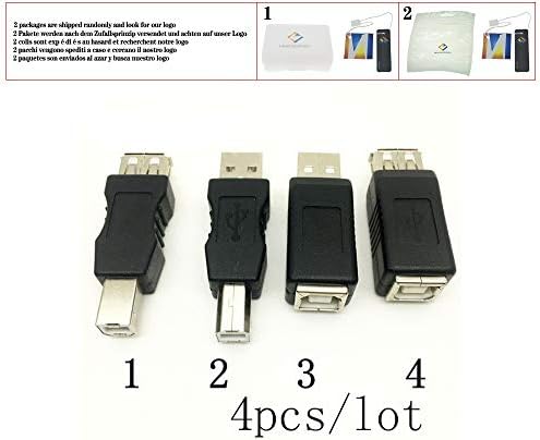 4 бр. USB-Конектор за принтер, USB 2.0 Тип A Жена към USB B Мъжки Адаптер Съединител За смяна на Пола Конвертор,