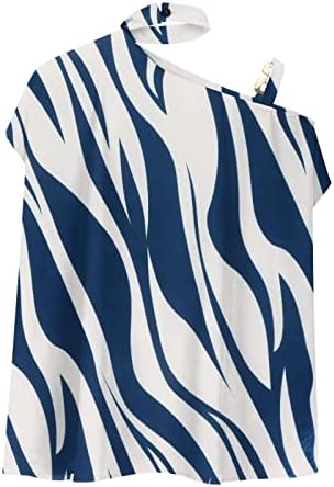 ZEFOTIM Ежедневни Блузи за Жени 2023, Оглавник на Едното рамо с Флорални Принтом, Свободни Приталенные Плажни Ризи, Блуза