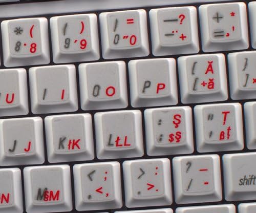 4Keyboard Подредба на Етикети румънска клавиатура с ЧЕРВЕН Надпис Върху Прозрачен Фон за настолни компютри, лаптопи