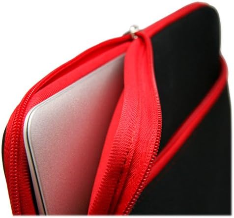 Калъф BoxWave, който е съвместим с таблетен MobileDemand xTablet T1185 (калъф от BoxWave) - Мек гащеризон с джоб, Мека чанта, Неопреновый чанта, джоб с цип на ръкава - Черно jet black с червена