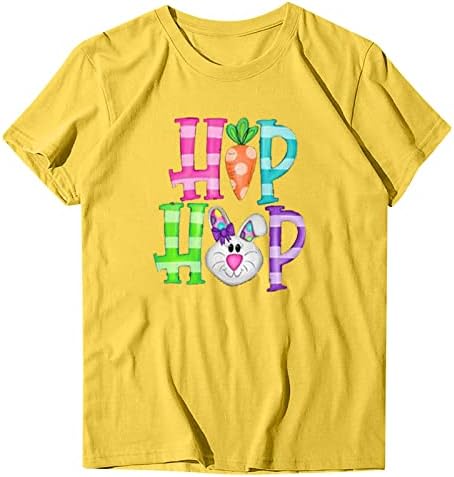 Тениска със Заек в стил хип-Хоп, Женски Забавни Великденски Ризи, Свободни Ежедневни Празнични Върхове С кръгло