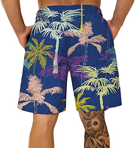 BEUU Мъжки Летни Плажни Шорти Размер Плюс, Бански С 3D една вълнообразна Тропически Принтом, Свободни Ежедневни Хавайски