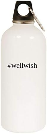 Molandra Products wellwish - Хэштег 20 грама Бяла Бутилка за Вода от Неръждаема Стомана с Карабинер, Бяла