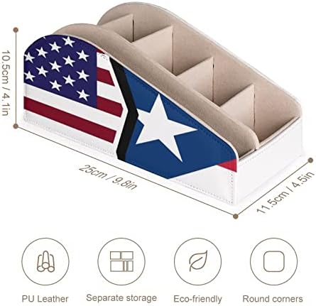 Държач на Дистанционното управление с Флага на САЩ и Пуерто Рико, 6 Отделения, Настолен Органайзер от Изкуствена Кожа, Кутия