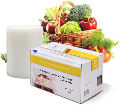 Вакуум мерки и теглилки Roll (6x 150') Keeper с нож - Опаковки за уплътняване на премиум-клас, за да пести от хранителни продукти,