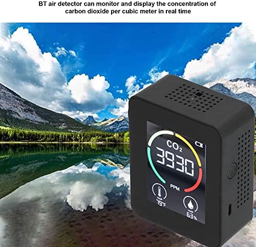 Измерване на CO2 Watris Veiyi, Детектор на CO2 в помещението, мониторинг на качеството на въздуха 3 в 1 с интелигентен Цветен екран Портативен Детектор на температурата и отн